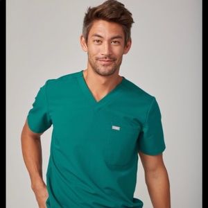 FIGS hunter green two-pocket scrub top